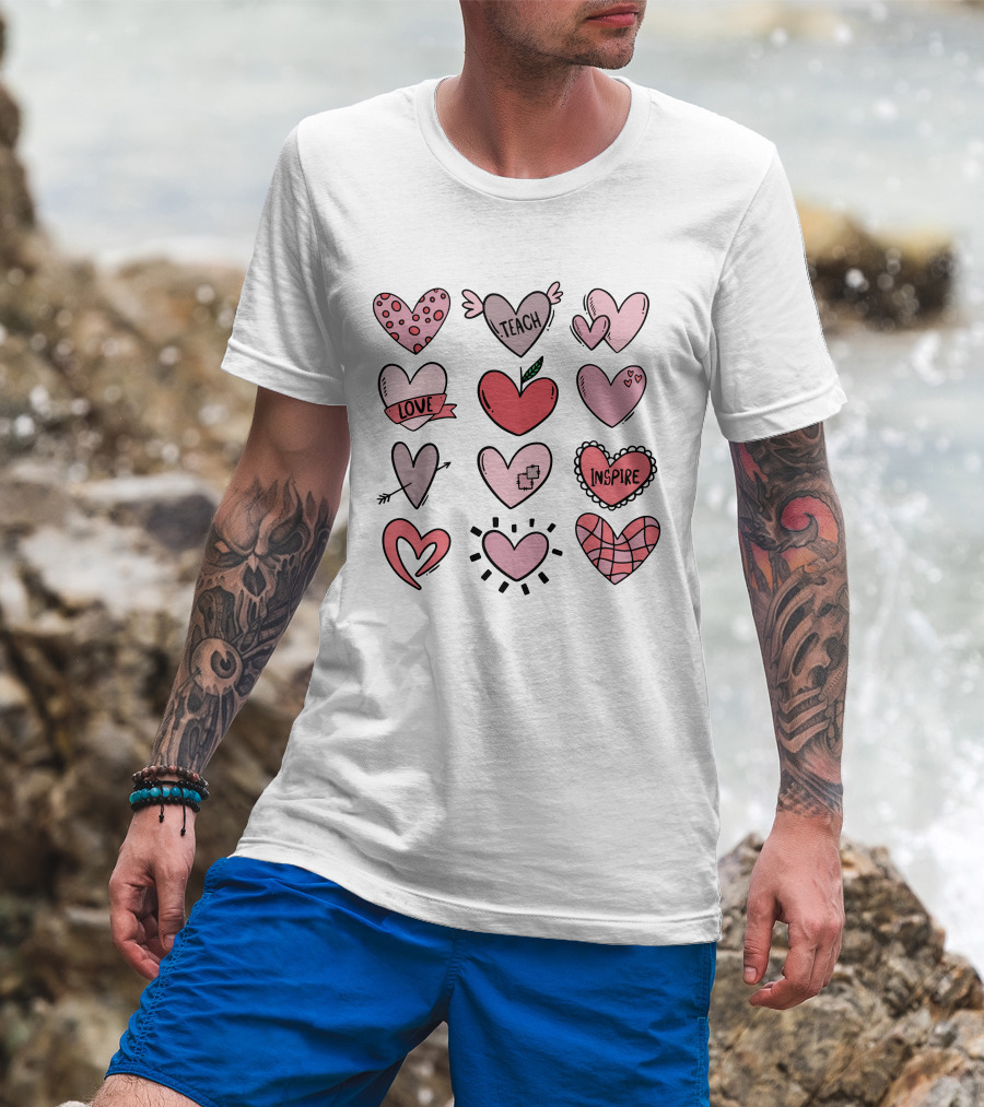 Teach Love Inspire Hearts Valentine T-Shirt
