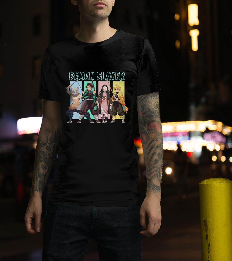 Demon Slayer Kimetsu No Yaiba Characters Tanjiro Nezuko Zenitsu Inosuke T-Shirt