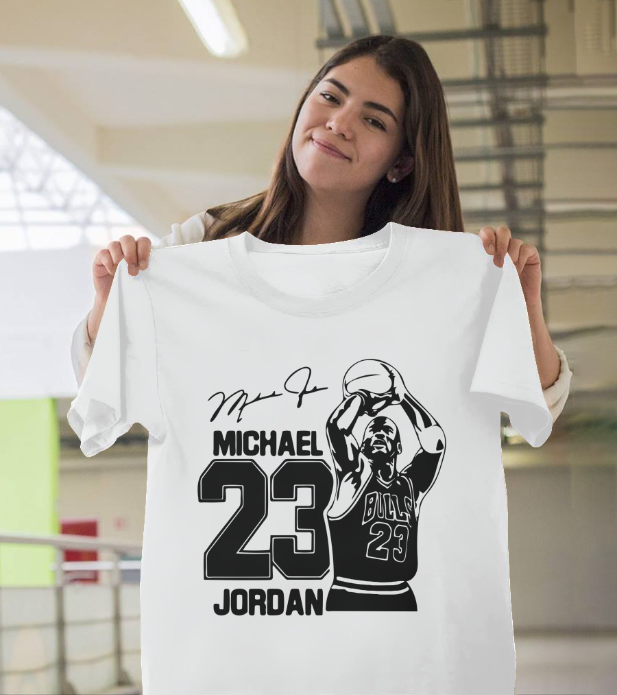 Michael Jordan 23 Bulls Basketball Signature T-Shirt