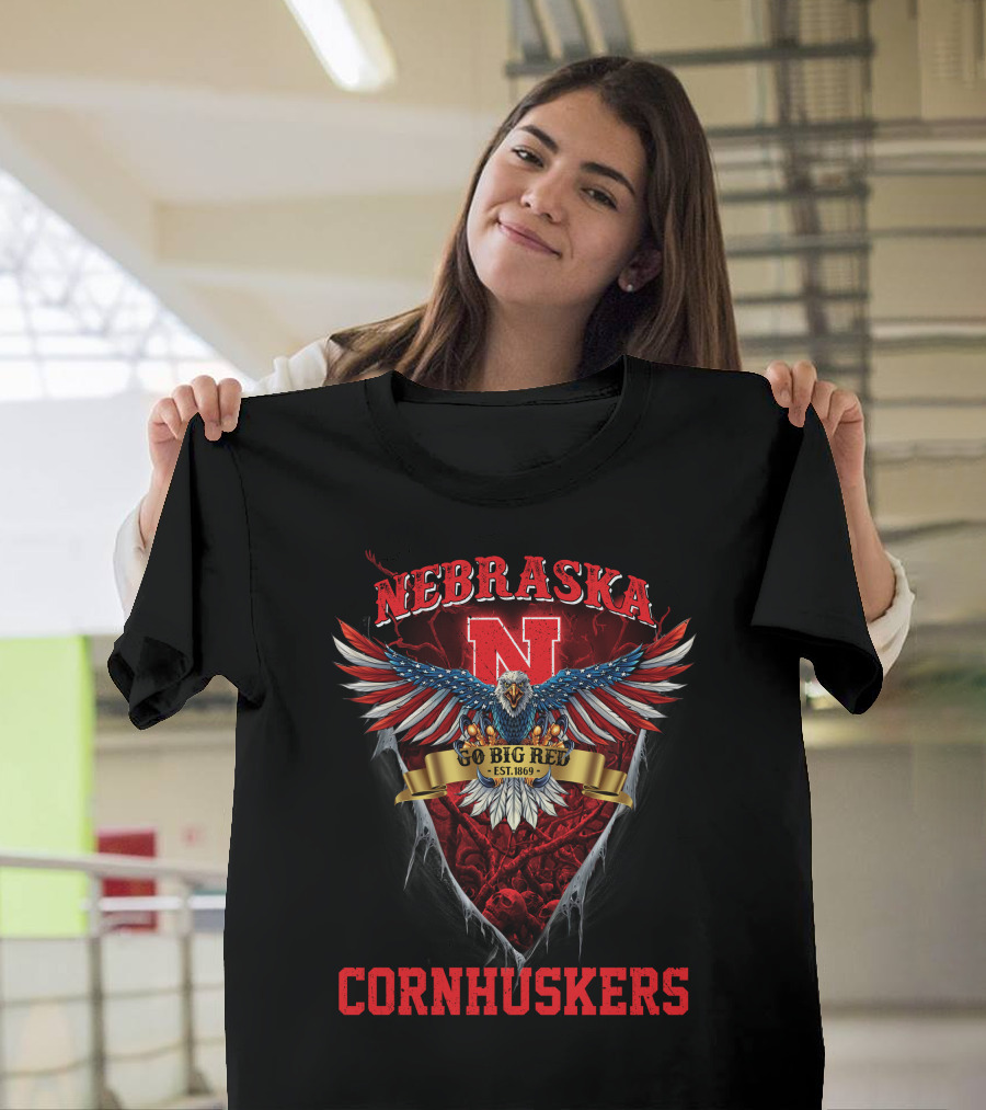 Nebraska Cornhuskers N Go Big Red Est. 1869 Eagle Crest T-Shirt