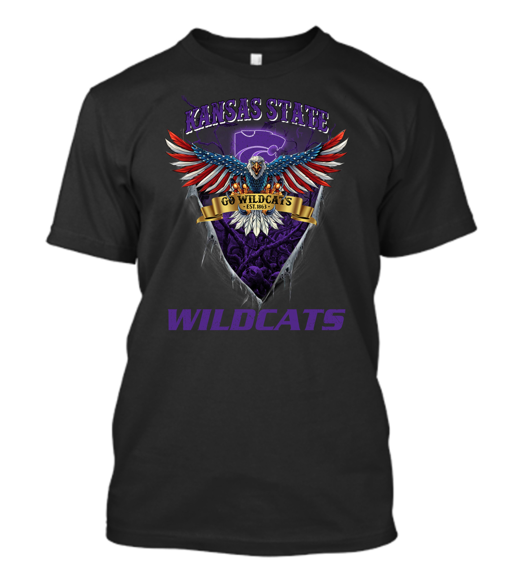 Kansas State Go Wildcats Est. 1863 Us Eagle Wildcats T-Shirt