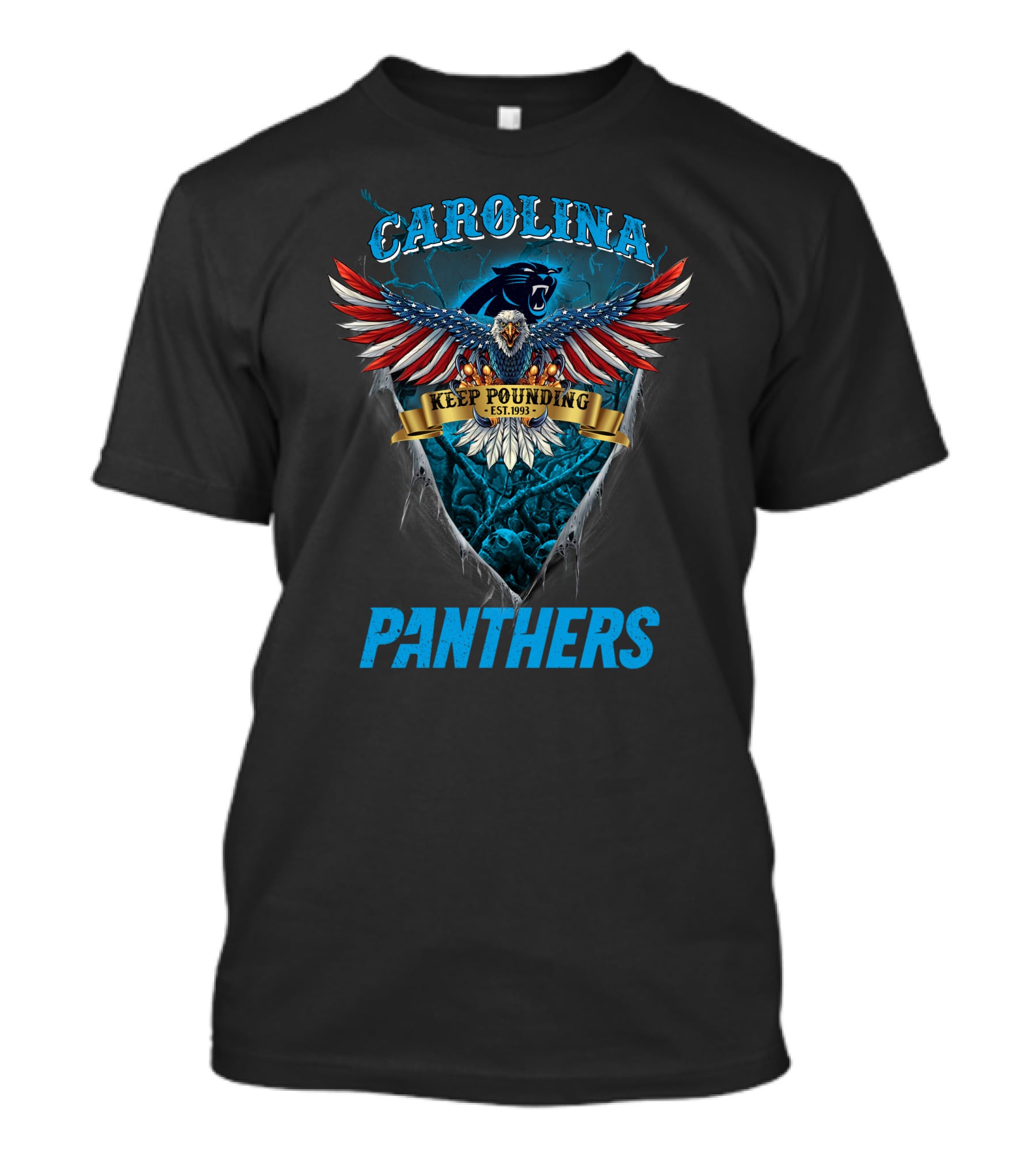 Carolina Panthers Nfl Us Eagle Keep Pounding Est. 1993 T-Shirt