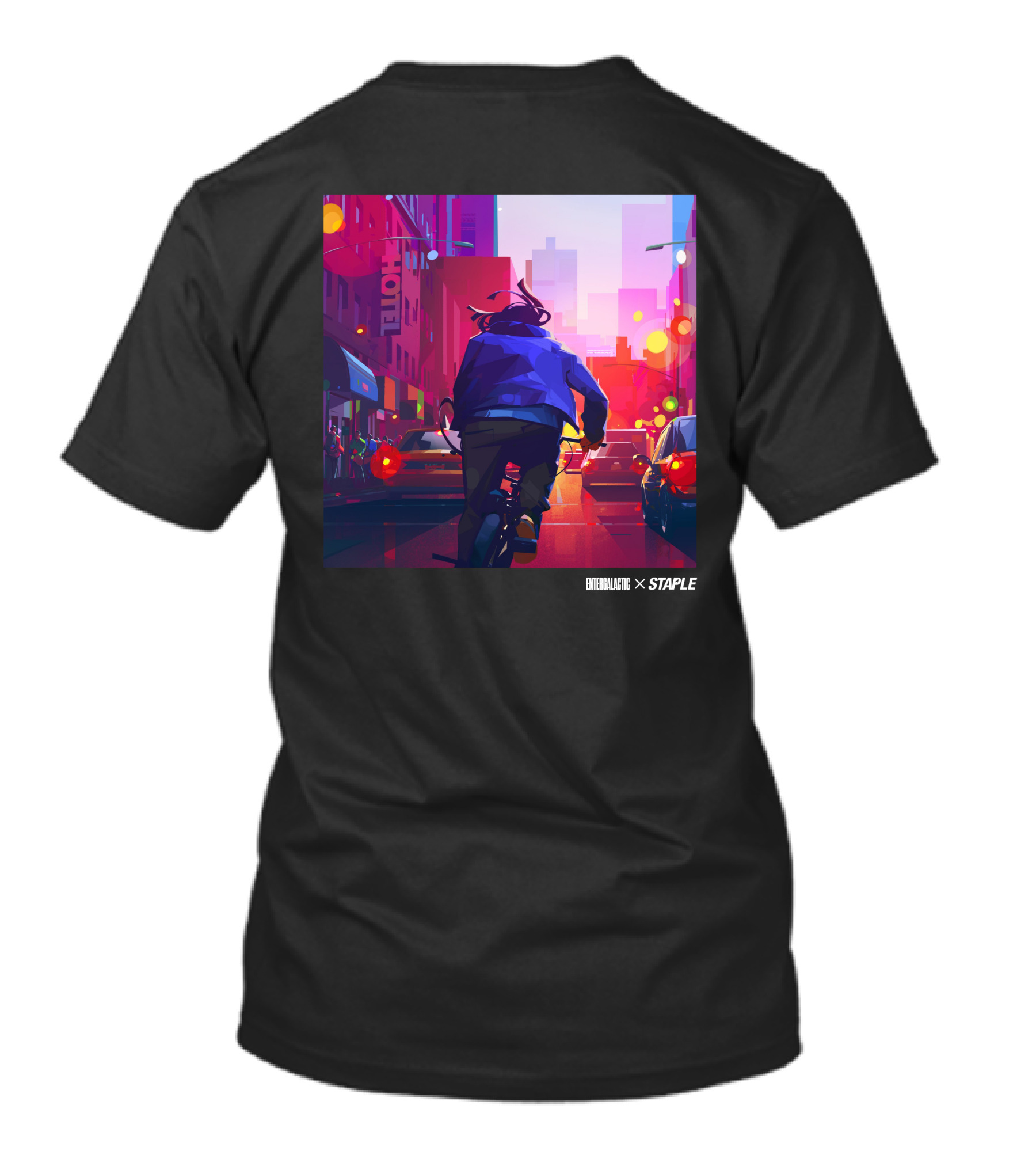 Entergalactic Staple Bike Chase Urban Night Scene T-Shirt