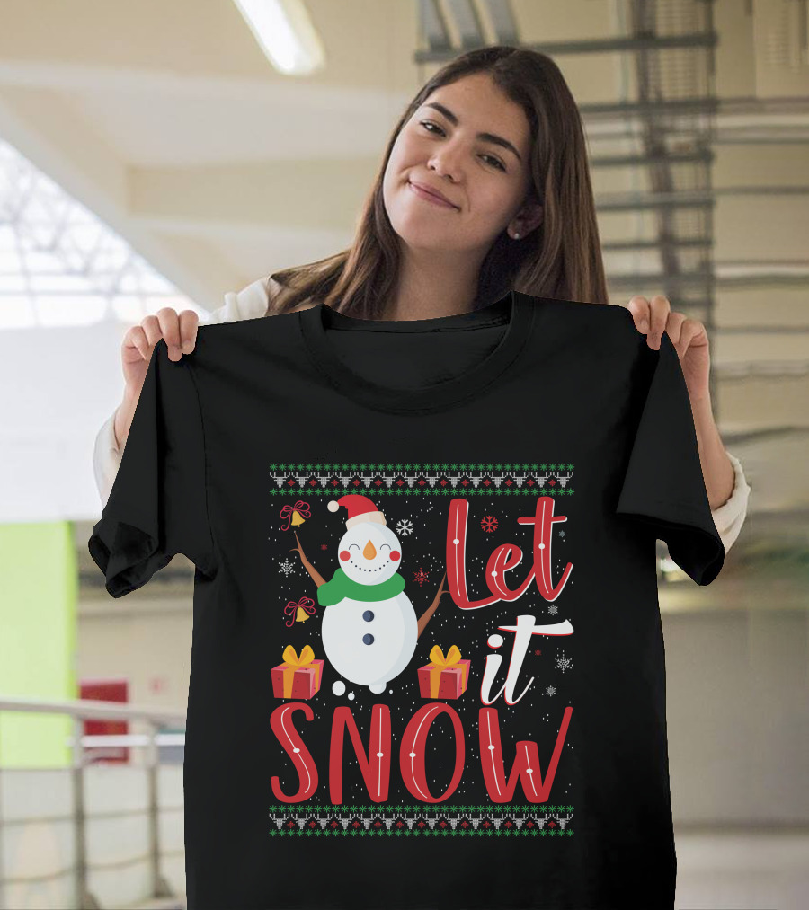Let It Snow Snowman Christmas Presents Holiday T-Shirt