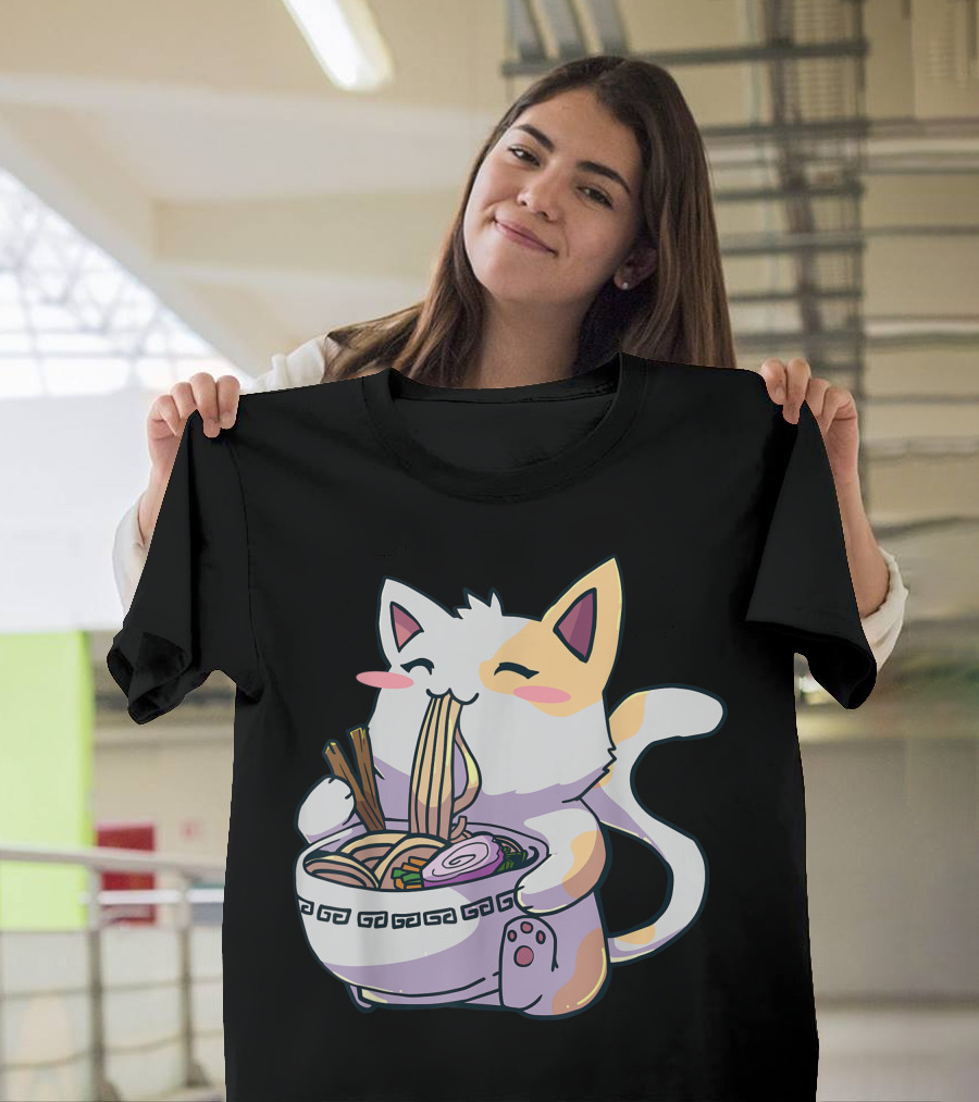 Kawaii Anime Ramen Cat Japanese Noodles T-Shirt
