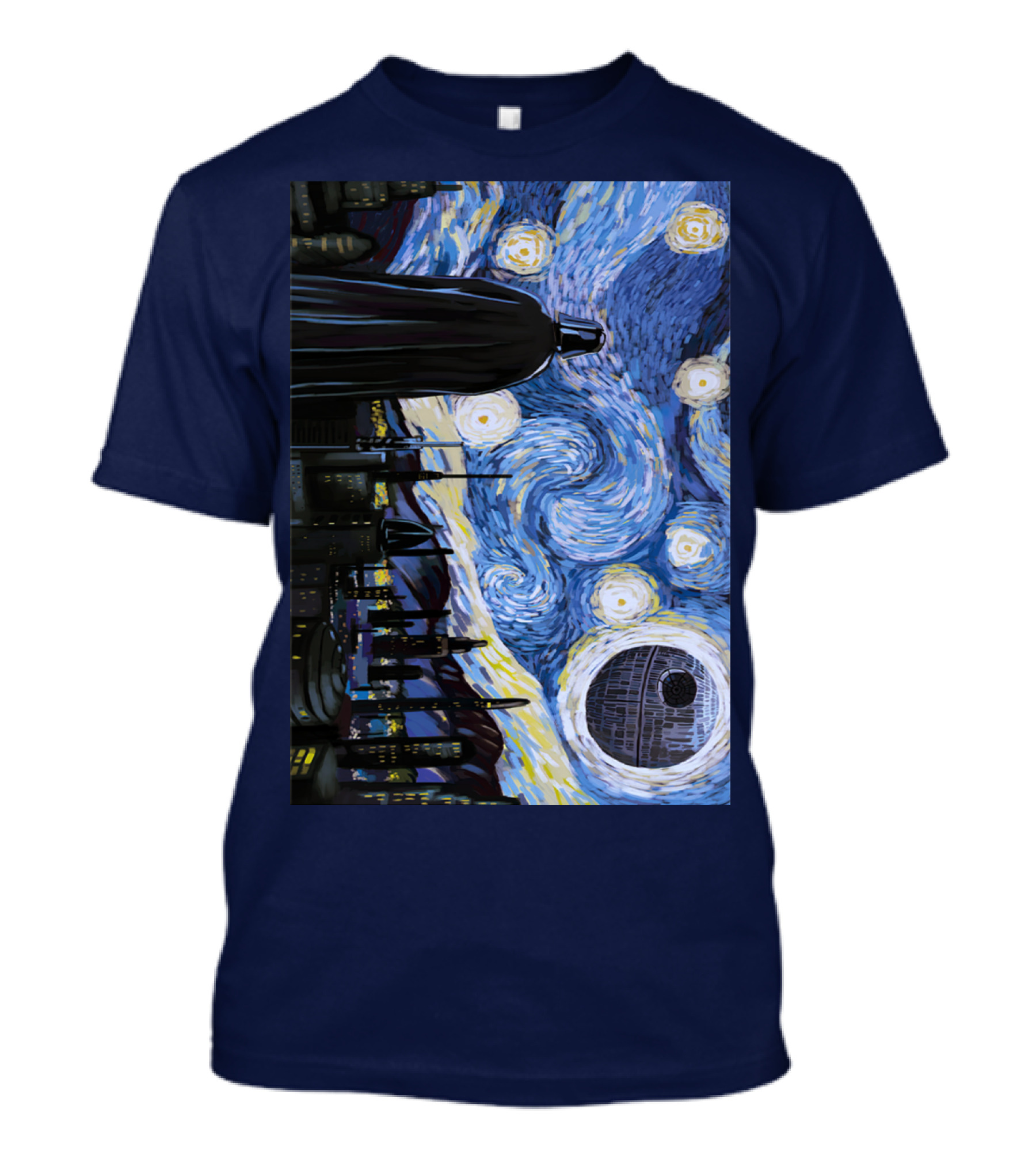 Darth Vader And Death Star In Starry Night T-Shirt