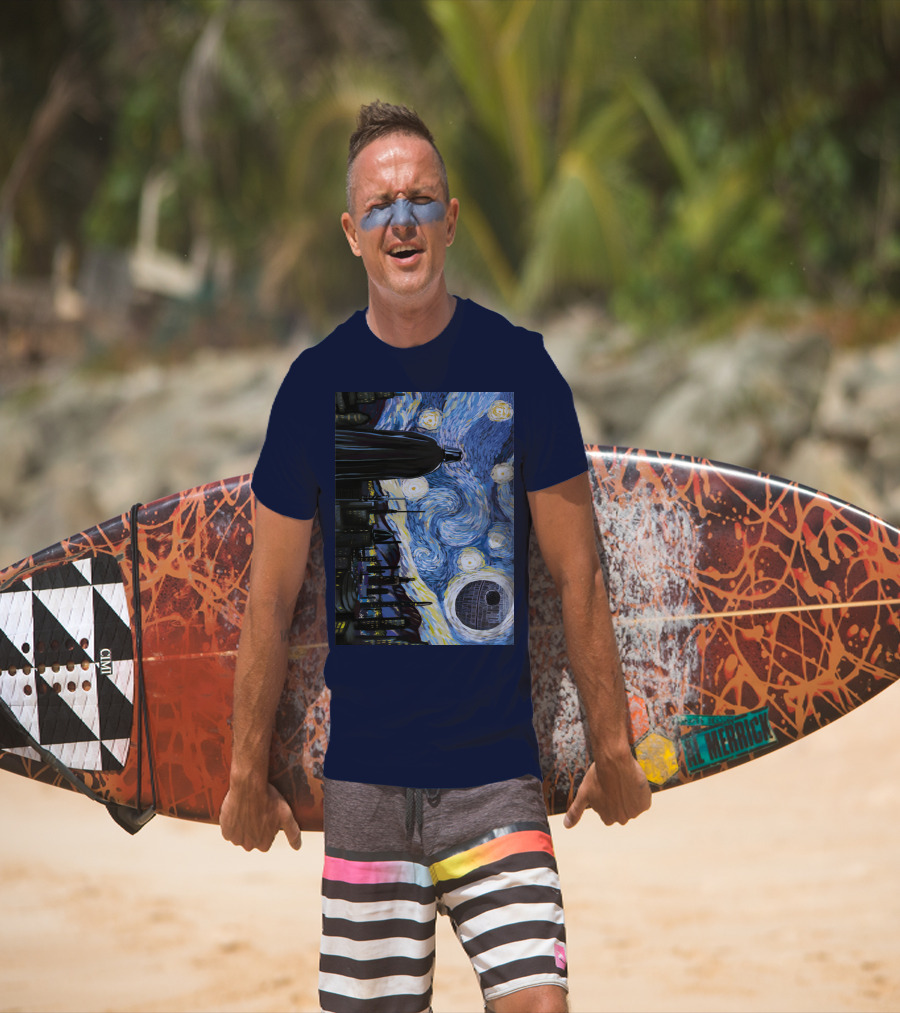 Darth Vader And Death Star In Starry Night T-Shirt