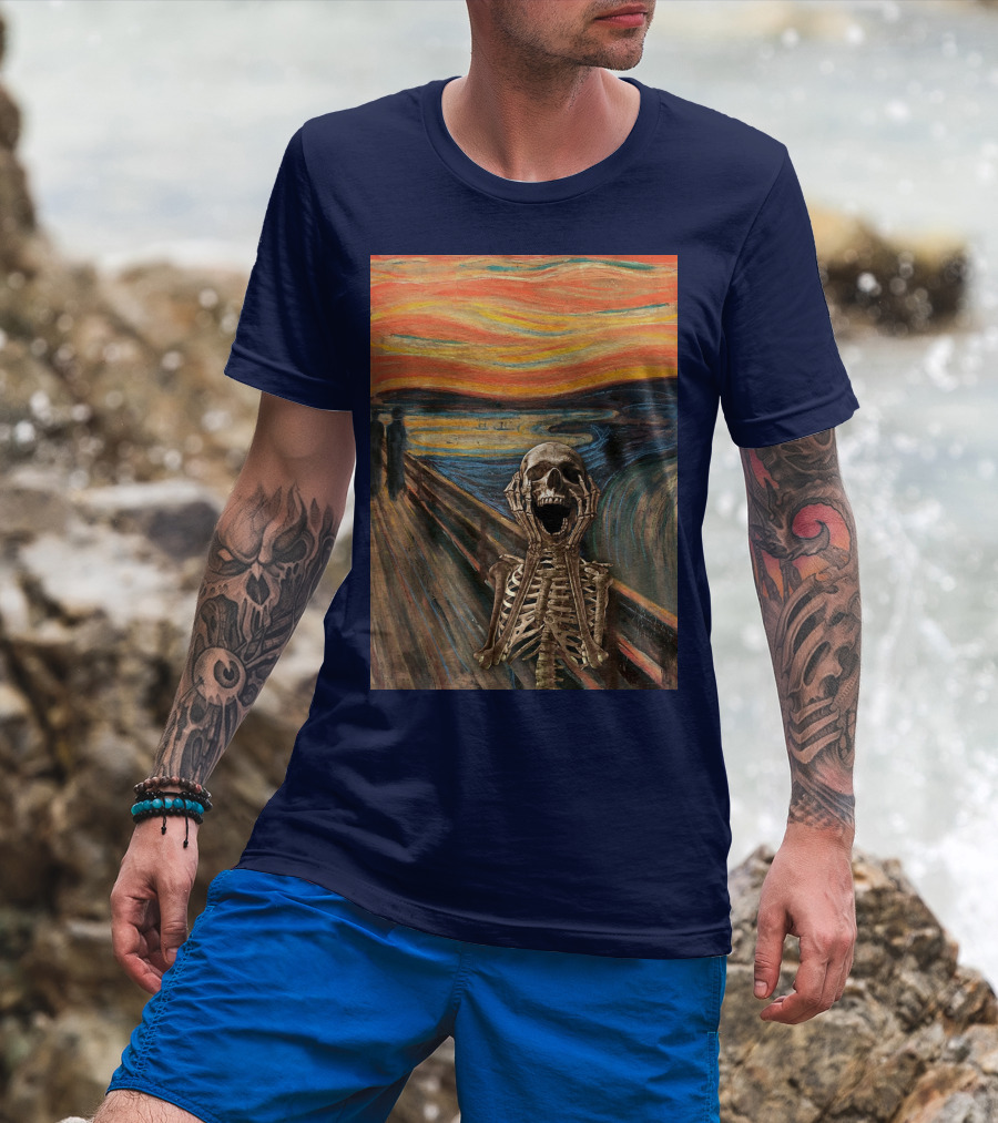 The Scream Skeleton In Edvard Munch T-Shirt