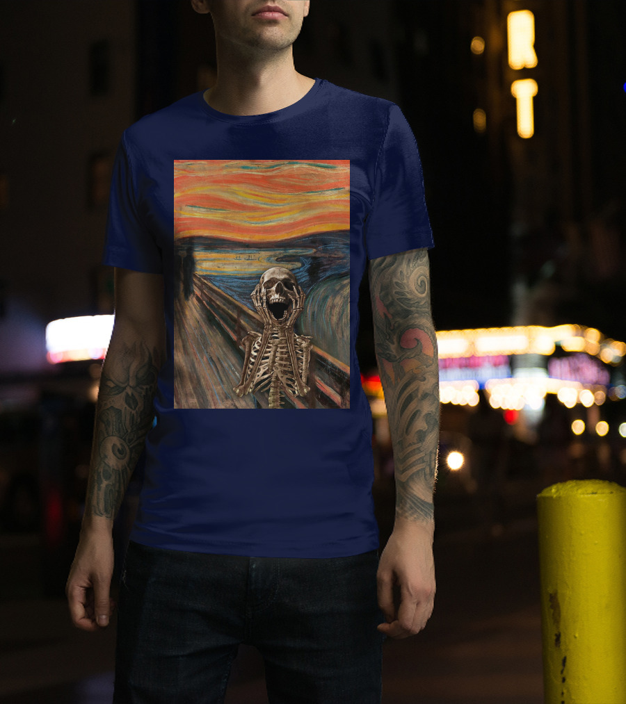 The Scream Skeleton In Edvard Munch T-Shirt