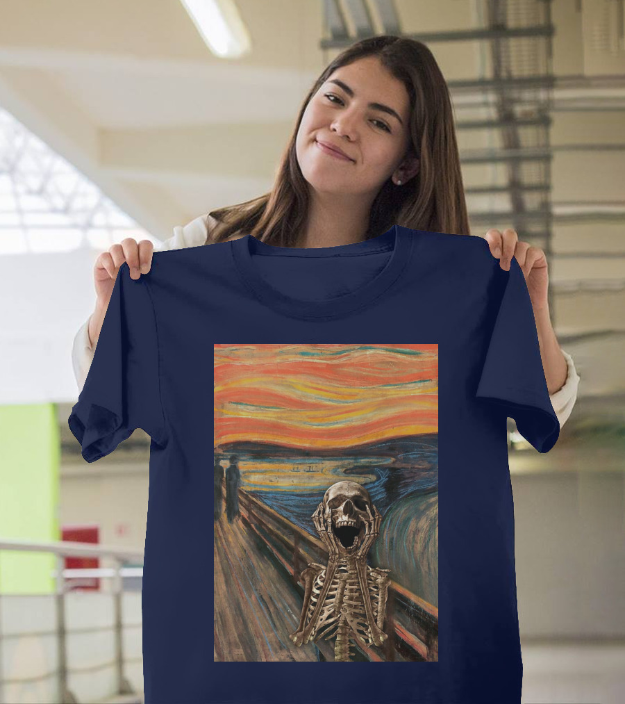 The Scream Skeleton In Edvard Munch T-Shirt