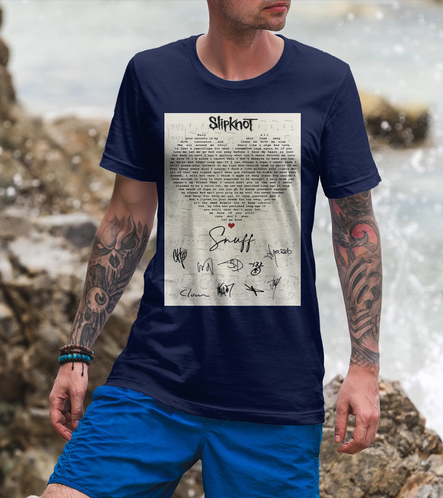 Slipknot Snuff Lyrics With Band Member Signatures T-Shirt