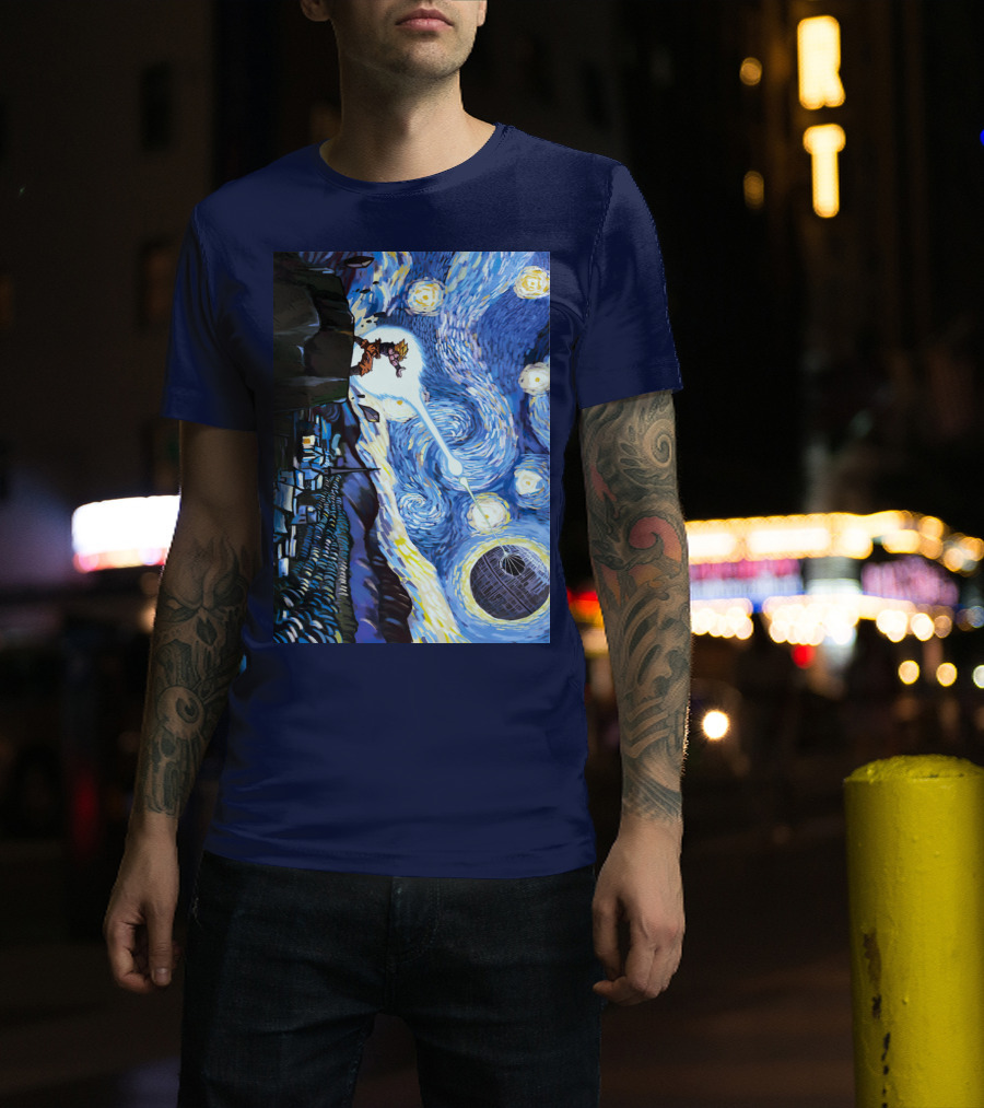 Son Goku Kamehameha Meets Death Star In Starry Night Fusion T-Shirt