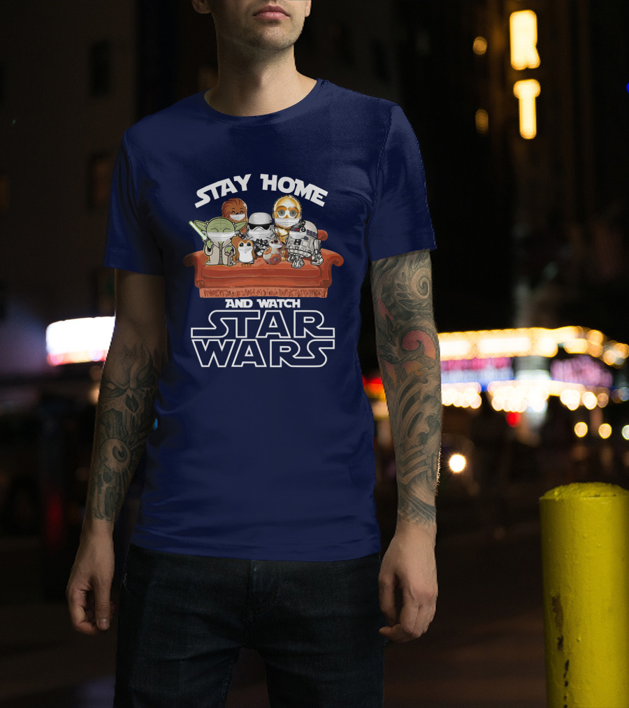 Stay Home And Watch Star Wars Characters On Couch T-Shirt