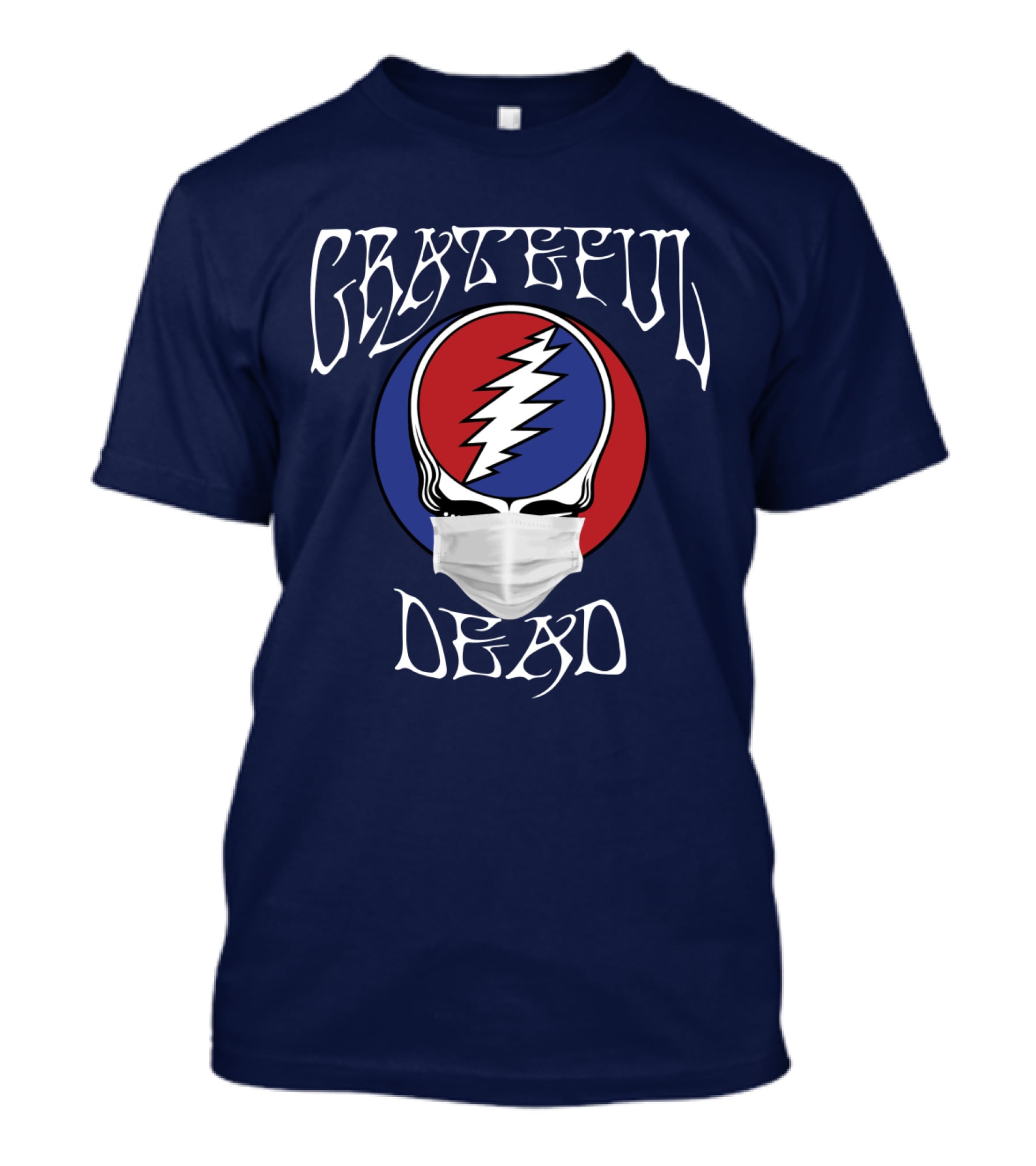 Grateful Dead Steal Your Face Mask Logo With Red And Blue Skull T-Shirt