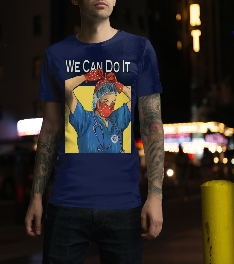 We Can Do It Nurse With Stethoscope And Red Bandana T-Shirt