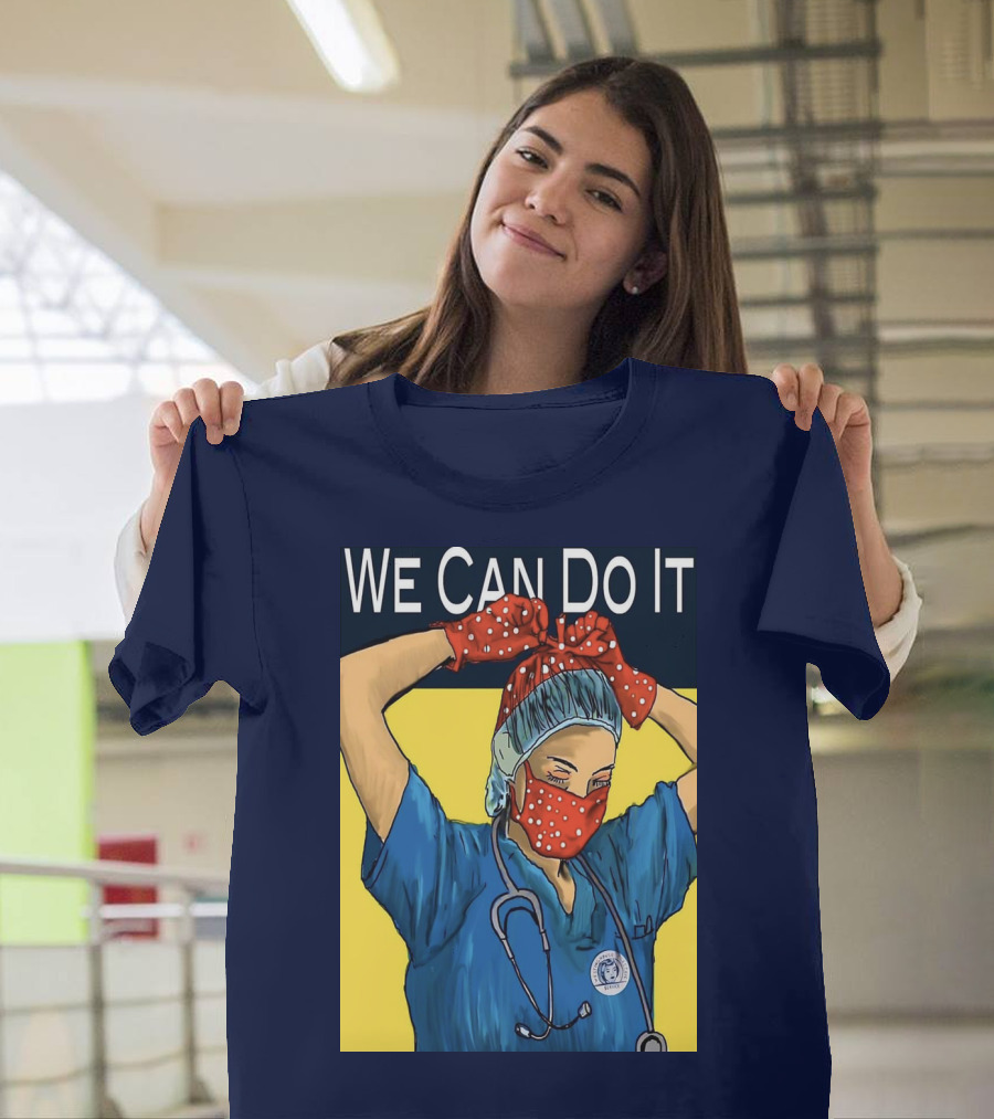 We Can Do It Nurse With Stethoscope and Red Bandana T-Shirt