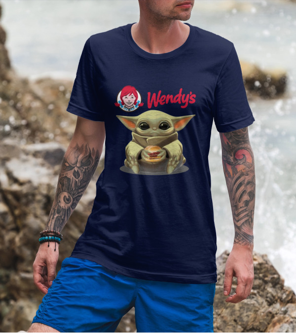 Baby Yoda Hugging Wendy's Hamburger Star Wars T-Shirt