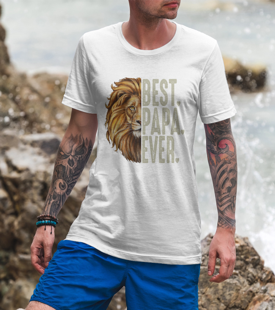 Lion Best Papa Ever Plus Size Oversized T-Shirt