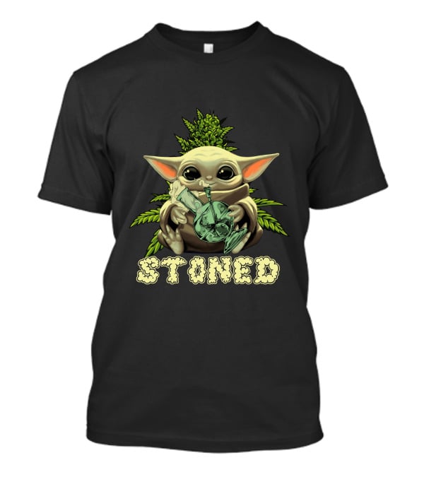 Yoda Baby Stoned Leaf Bong T-Shirt