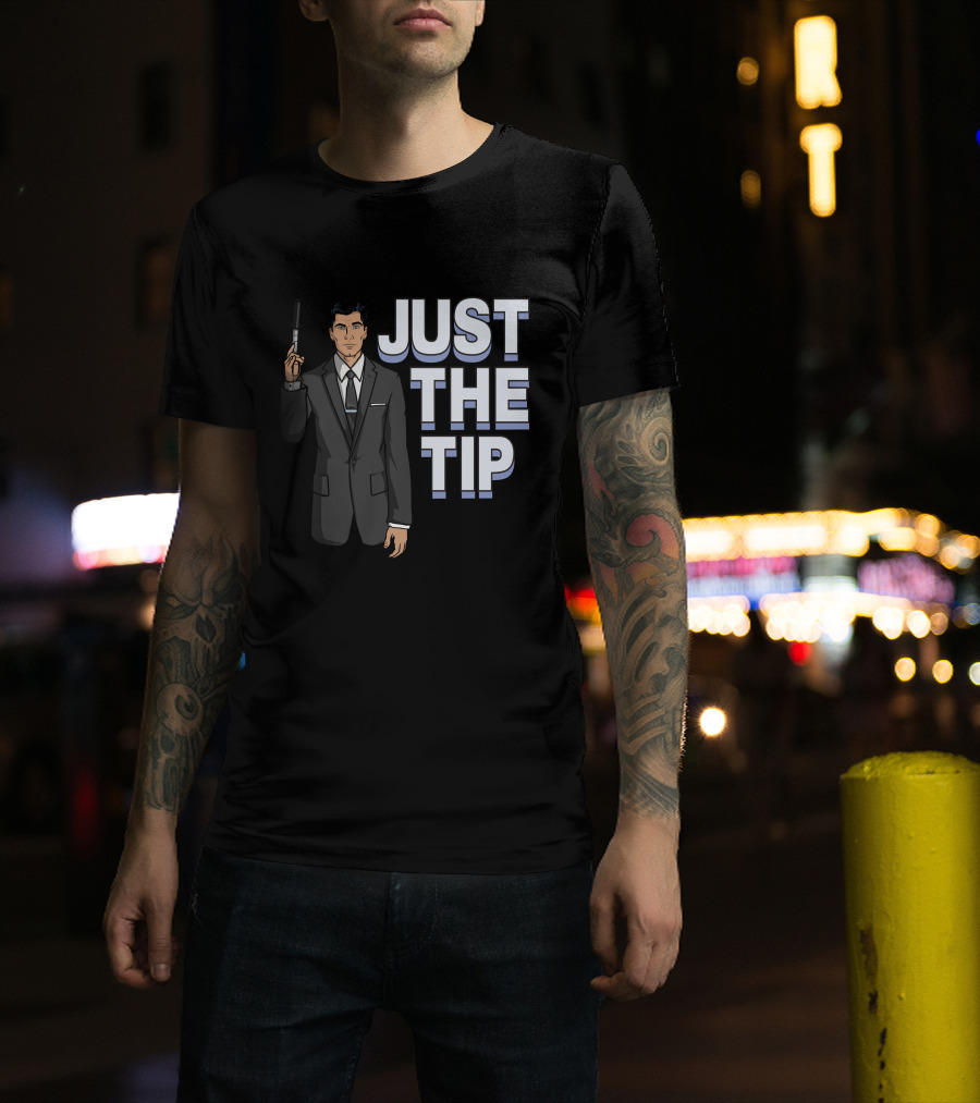 Archer Just The Tip Text Cartoon Character In Suit T-Shirt