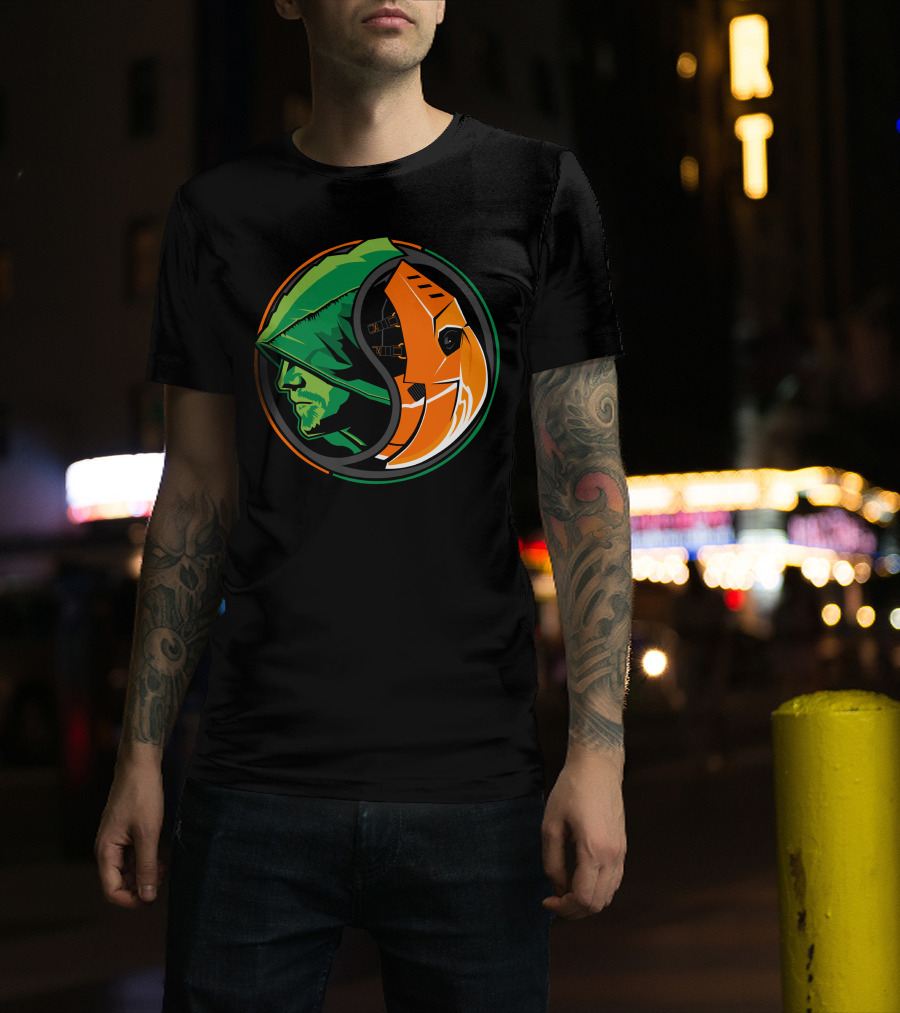 Green Arrow Slade Deathstroke Yin Yang T-Shirt