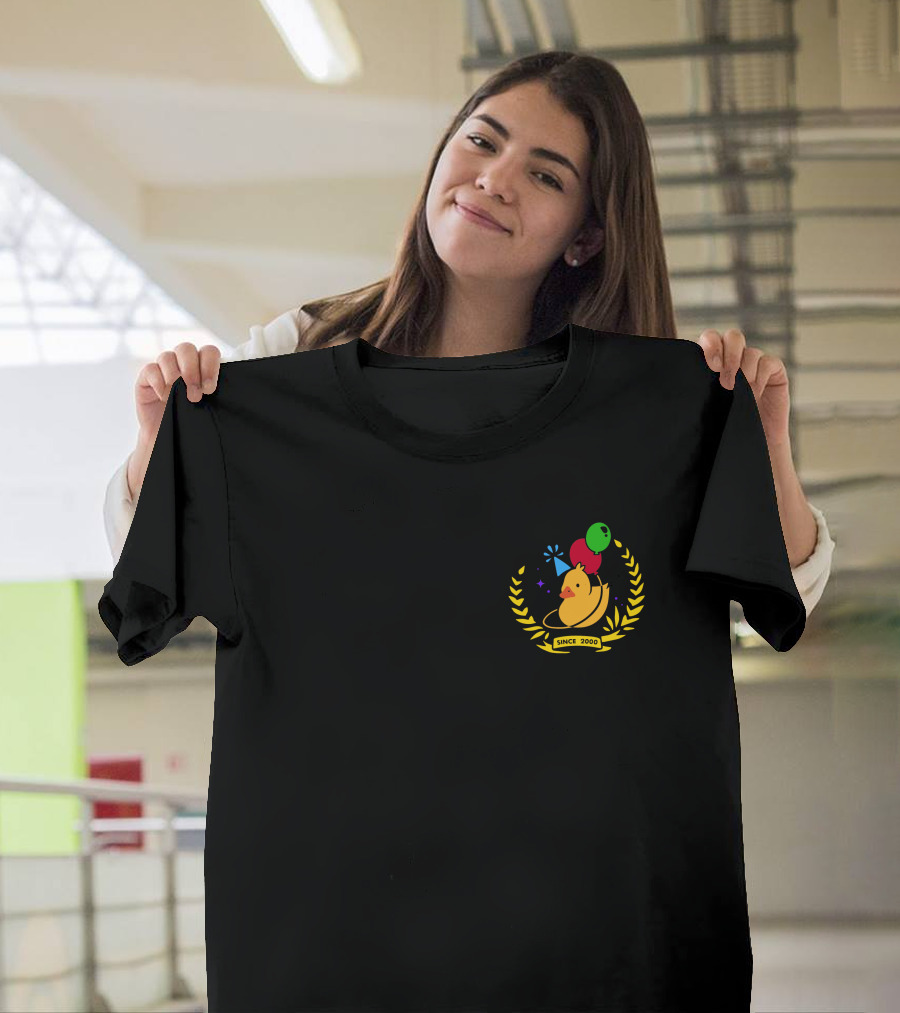 Planet Duck Birthday Quackity Since 2000 Celebration with Balloons and Party Hat T-Shirt