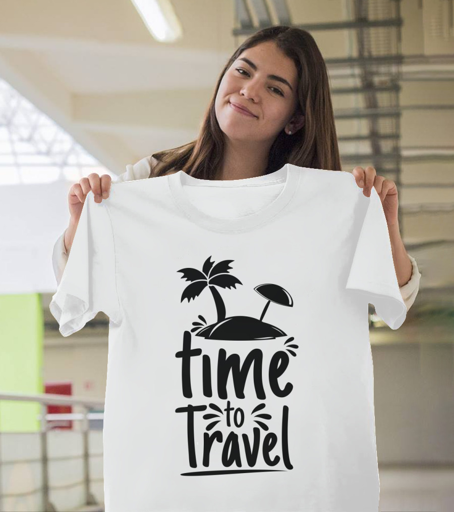 Time To Travel Beach Paradise Palm Island Adventure T-Shirt