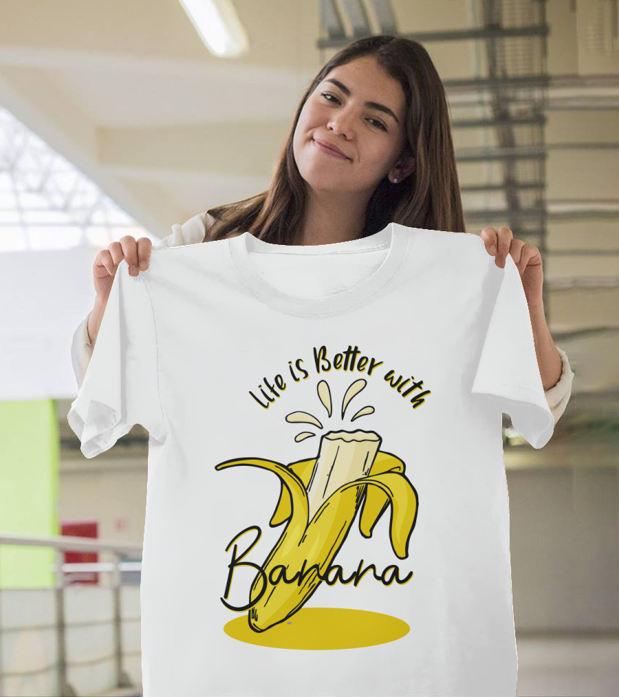 Life Is Better with Banana Humor Yellow Splash T-Shirt