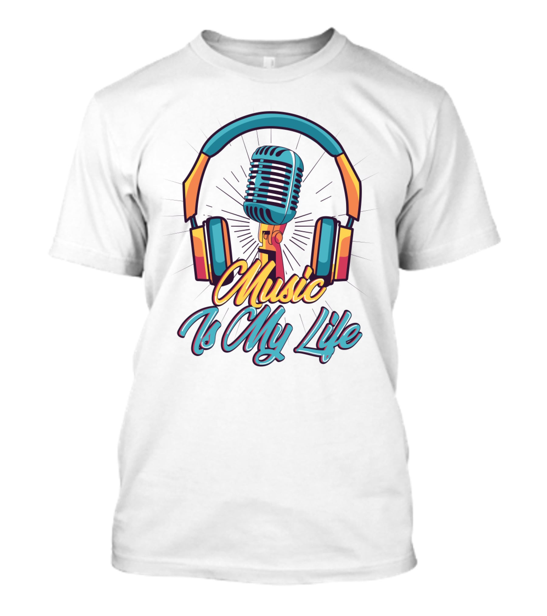Funny Music Is My Life Microphone Headphones T-Shirt