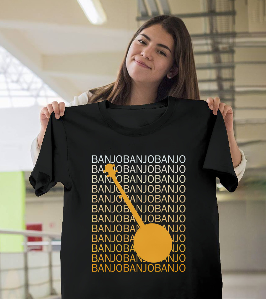 Banjo Repetition with Bold Orange Silhouette Highlight T-Shirt