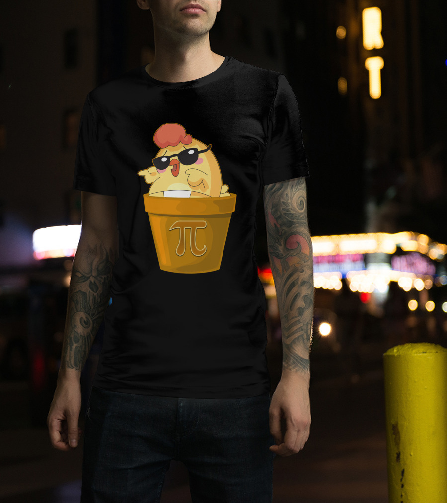 Chicken In Pot With Pi Symbol And Sunglasses T-Shirt