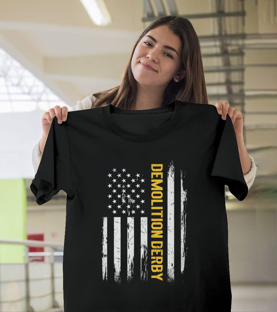 Vintage USA Flag Demolition Derby T-Shirt
