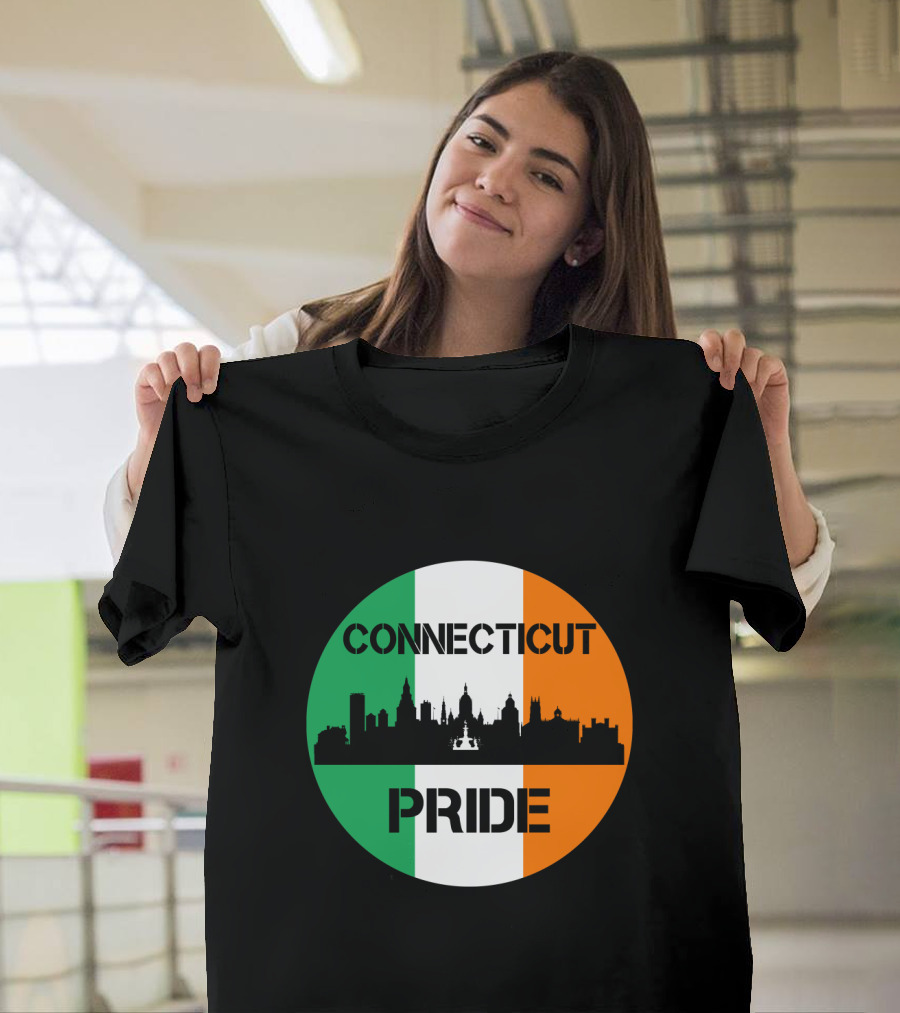 Connecticut Pride Skyline Irish Flag T-Shirt