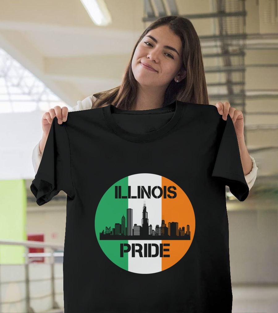 Illinois Pride Skyline Irish Flag T-Shirt