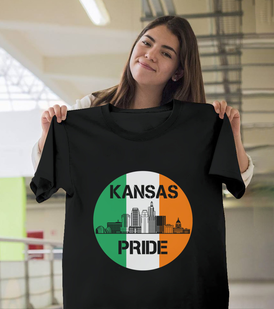Kansas Pride Irish Flag Skyline Kansas T-Shirt