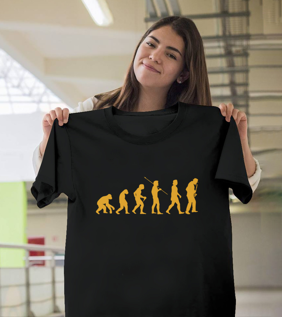 Evolution of Humans Playing Bass Clarinet T-Shirt