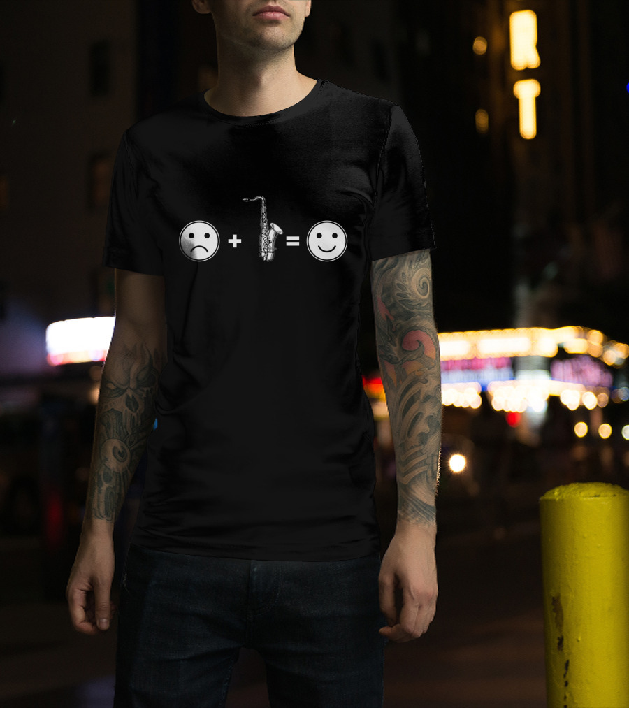 Sad Face Plus Saxophone Equals Happy Face T-Shirt
