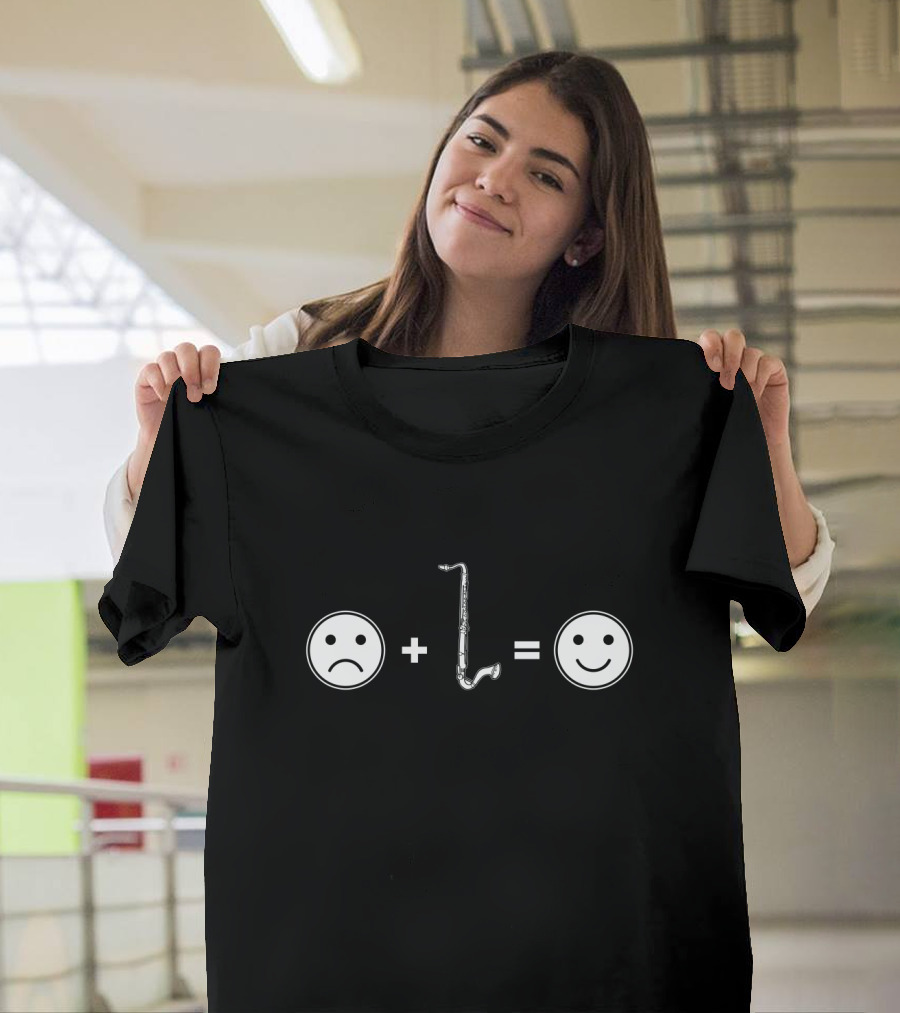 Bass Clarinet Sad Face Plus Bass Clarinet Equals Happy Face T-Shirt