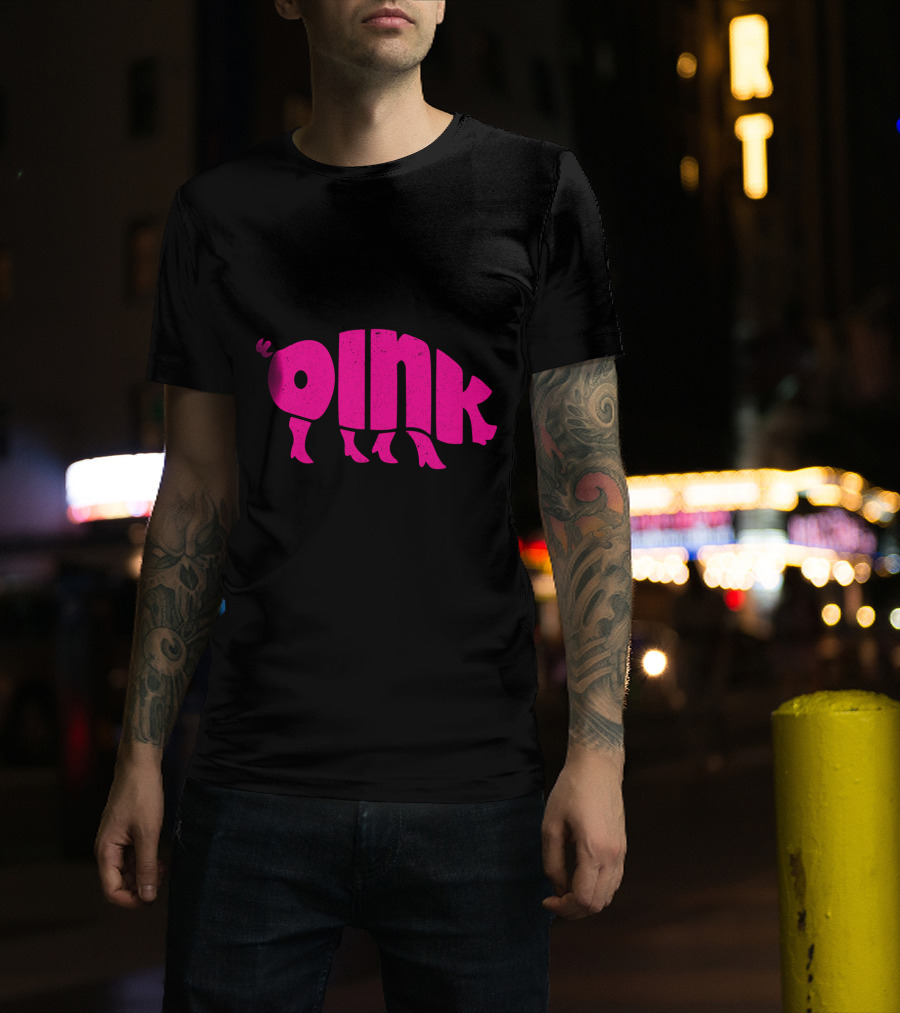 OINK Pink Pig Silhouette Humor T-Shirt