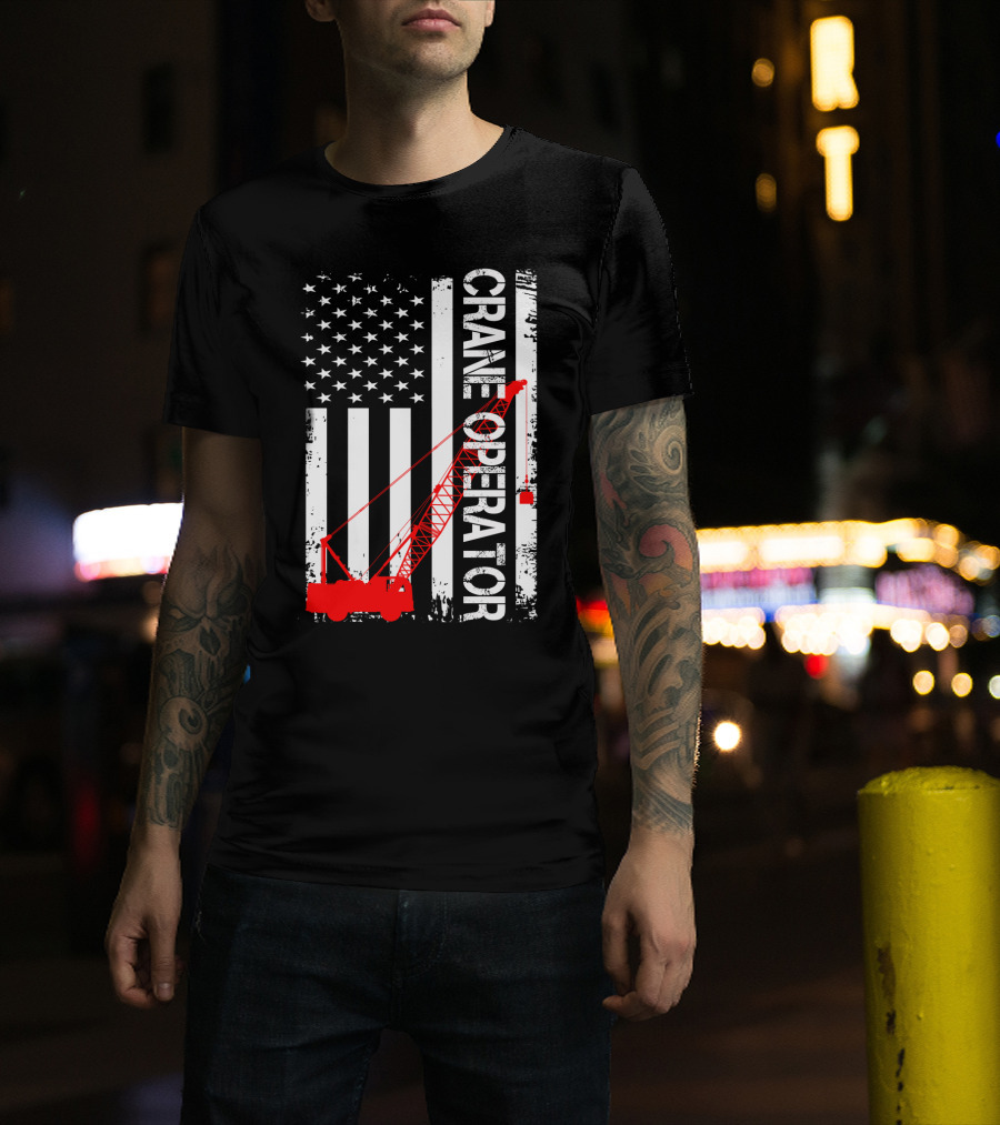 Crane Operator American Flag T-Shirt
