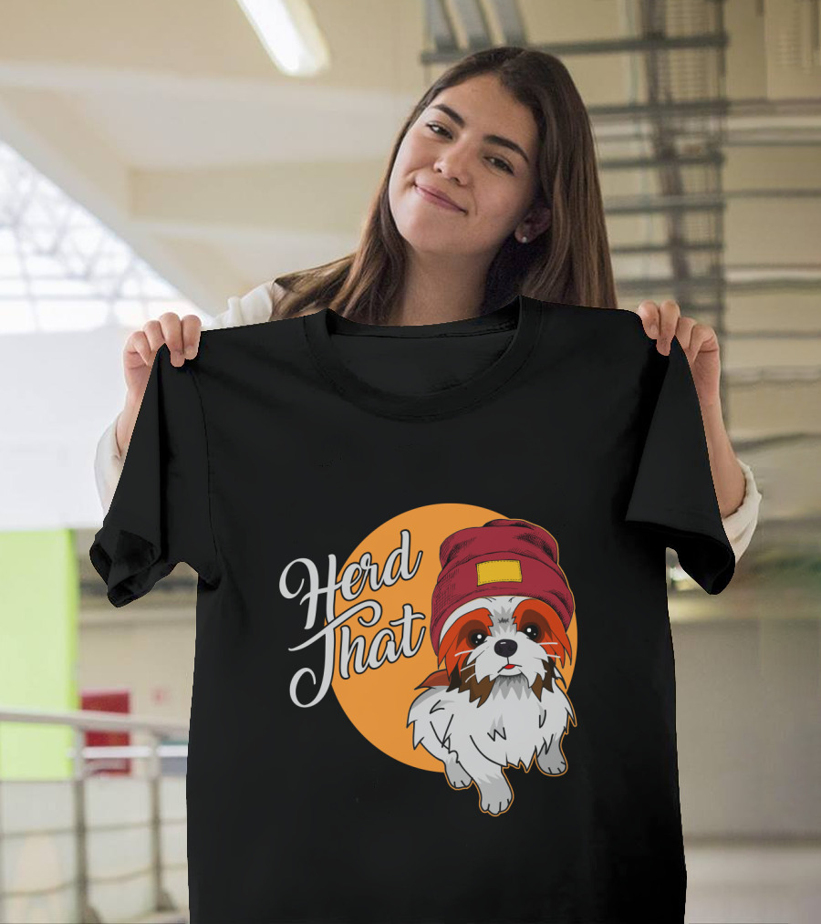 Herd That Shih Tzu Animal Lover Dog with Hat Sketch T-Shirt