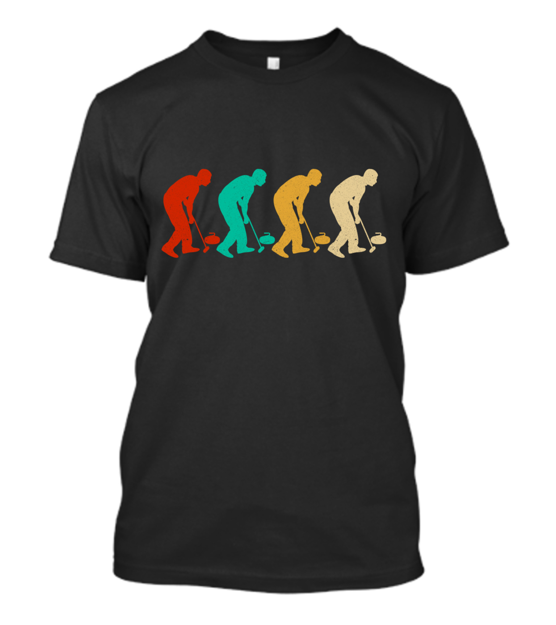 Vintage Curling Retro Silhouette Player Sequence T-Shirt