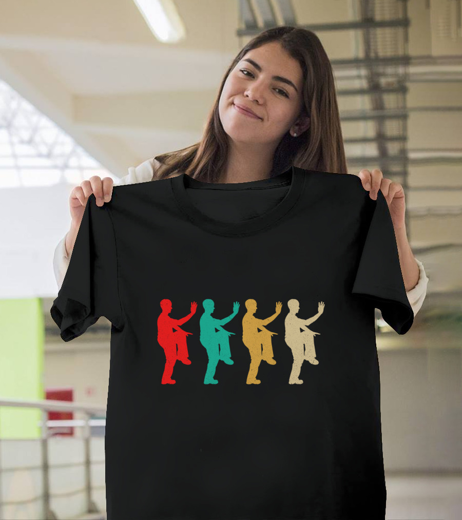 Vintage Kung Fu Fighting Silhouettes in Retro Colors T-Shirt