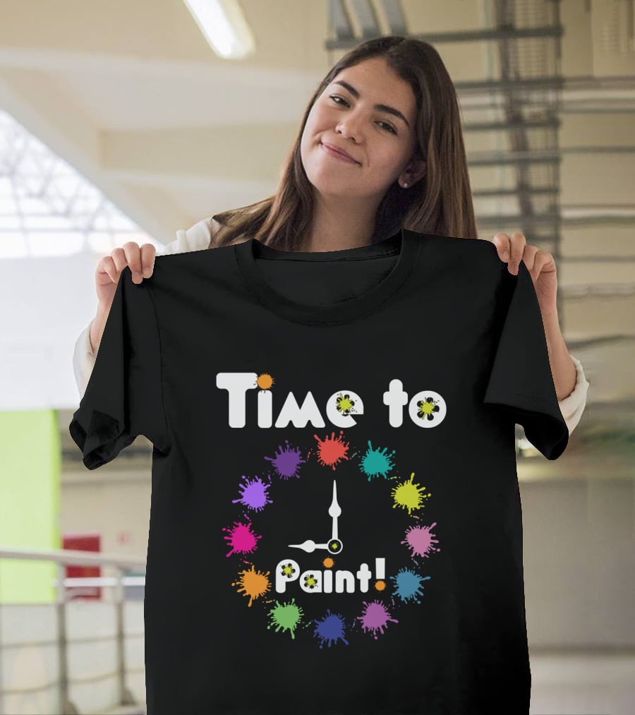 Time To Paint Colorful Clock T-Shirt