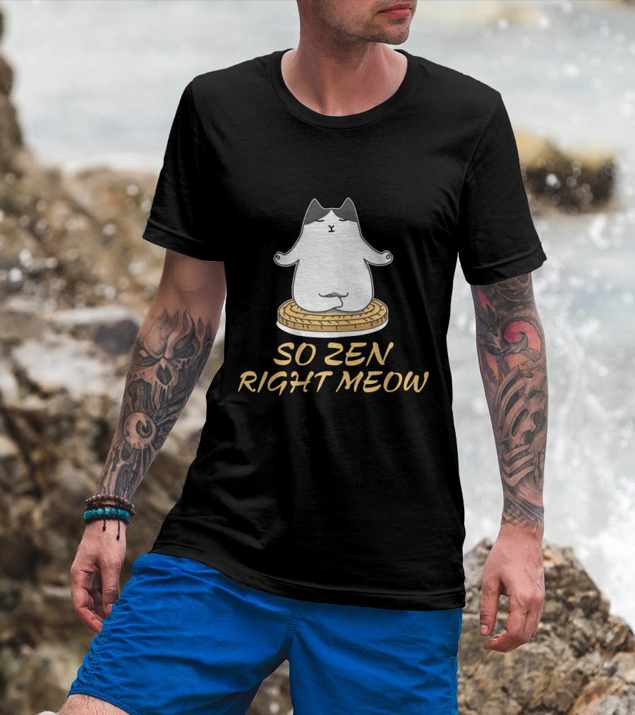 Relaxed Cat Meditating So Zen Right Meow T-Shirt