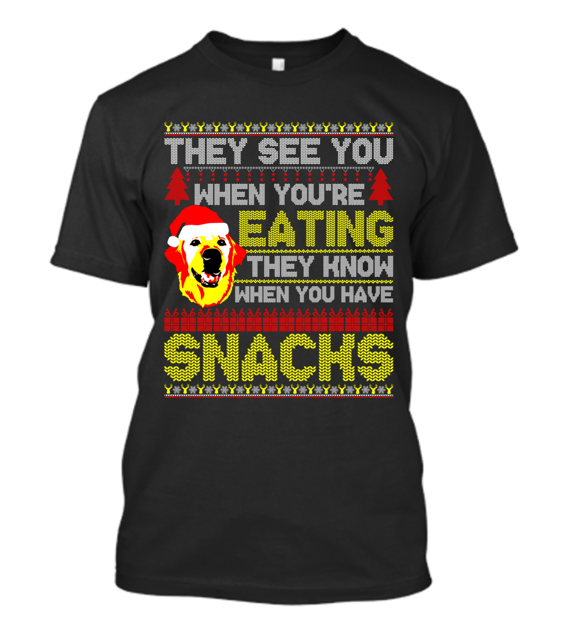 They See You When You're Eating They Know When You Have Snacks Labradoodle Christmas T-Shirt