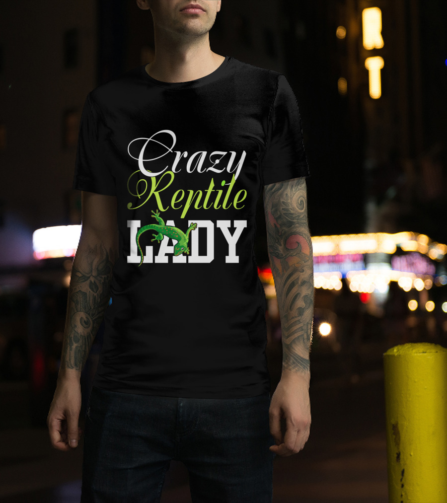 Crazy Reptile Lady Green Gecko T-Shirt