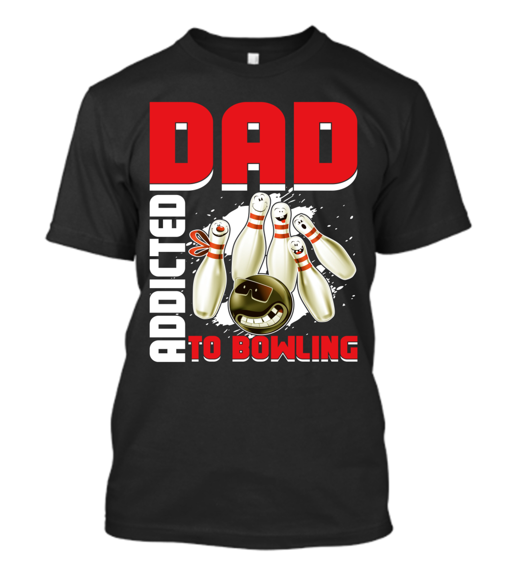 DAD ADDICTED TO BOWLING Pin And Ball Graphics T-Shirt