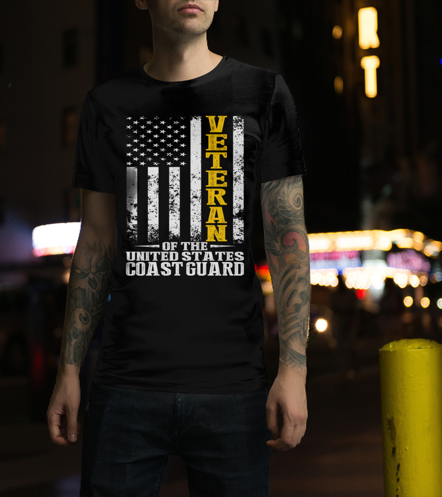 Veteran Of The United States Coast Guard USA Flag T-Shirt