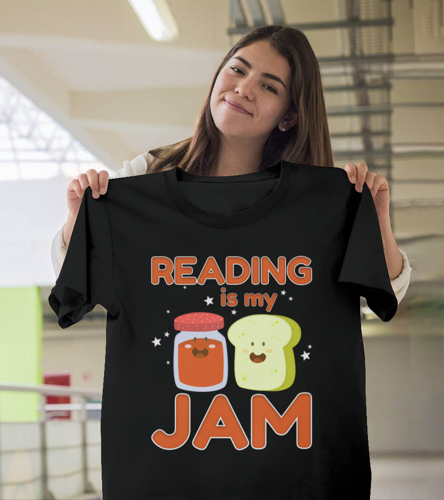 READING IS MY JAM Cute Kawaii Jam Jar And Bread With Stars T-Shirt